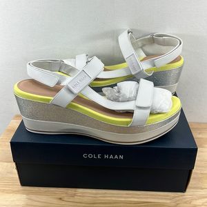 Cole Haan Silver and White Sandals with Sleek Design